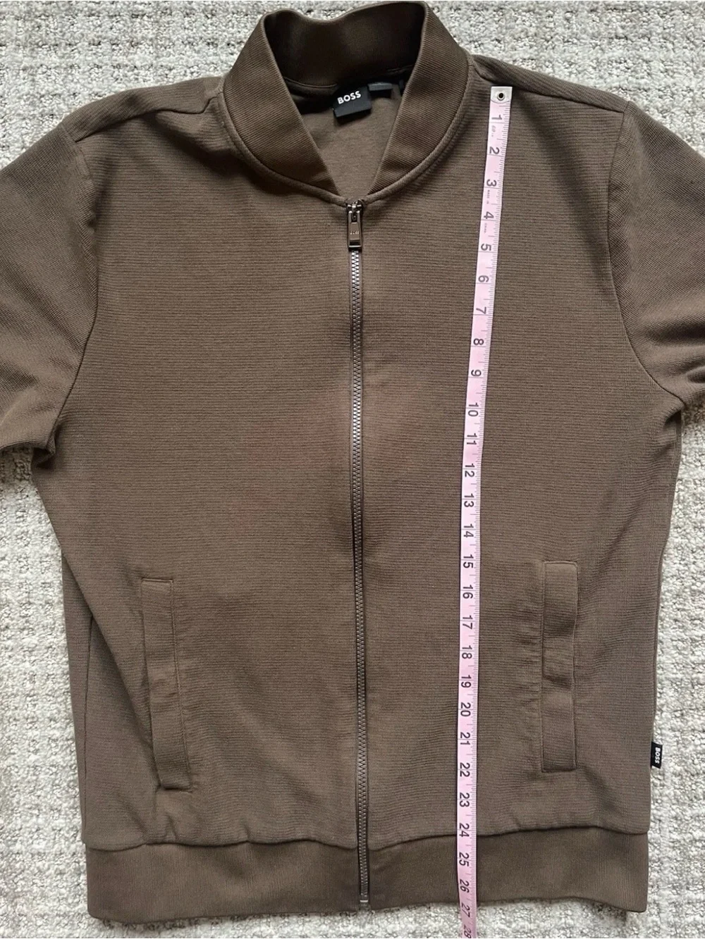 BOSS Men's Brown Full-Zip Sweater Jacket large